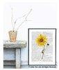 Art Print Sunflower Flower Book Page
