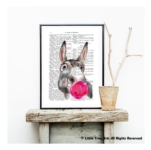 Donkey and Bubble Book Page Art Print