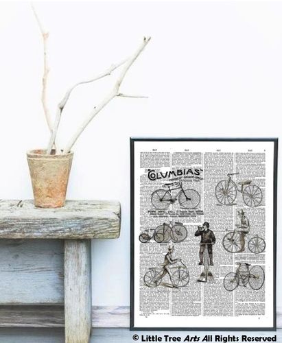 Affiche Page de Livre Bicyclette Vintage